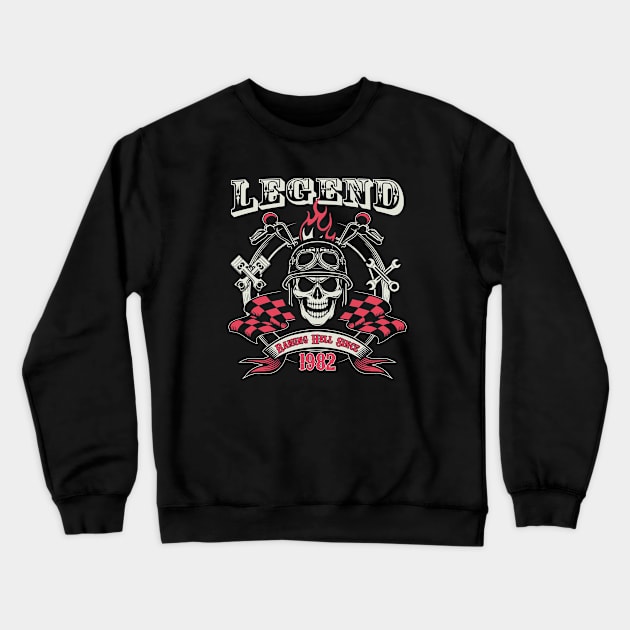 41st Birthday - Legend Raising Hell Since 1982 Crewneck Sweatshirt by Kudostees